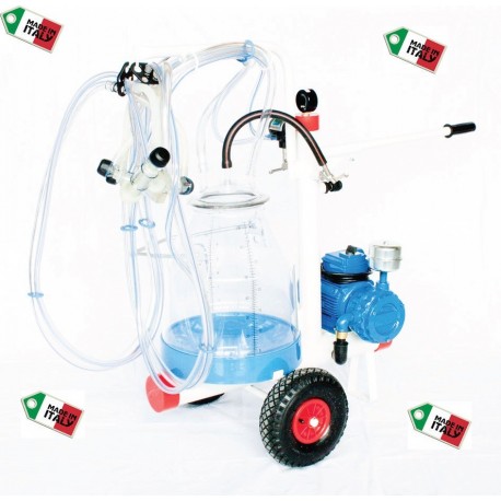 Carrello mungitore completo a 2 gruppi ovino Con secchio policarbonato