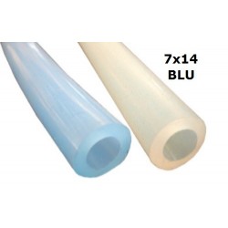 TUBO LATTE SILICONE BIANCO 60° SHORE 7X14 ROTOLO 25 MT BLU