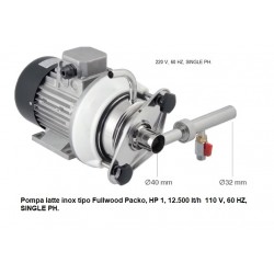 Pompa latte inox tipo Fullwood Packo, HP 1, 12.500 lt/h