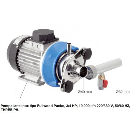 Pompa latte inox tipo Fullwood Packo, 3/4 HP, 10.000 lt/h
