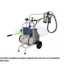 Carrello mungitura gruppo singolo per vacche con serbatoio del vuoto