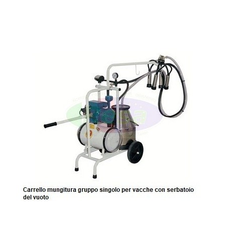 Carrello mungitura gruppo singolo per vacche con serbatoio del vuoto